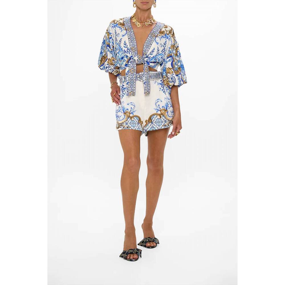 NEW CAMILLA tuck front shorts in azul adventures
